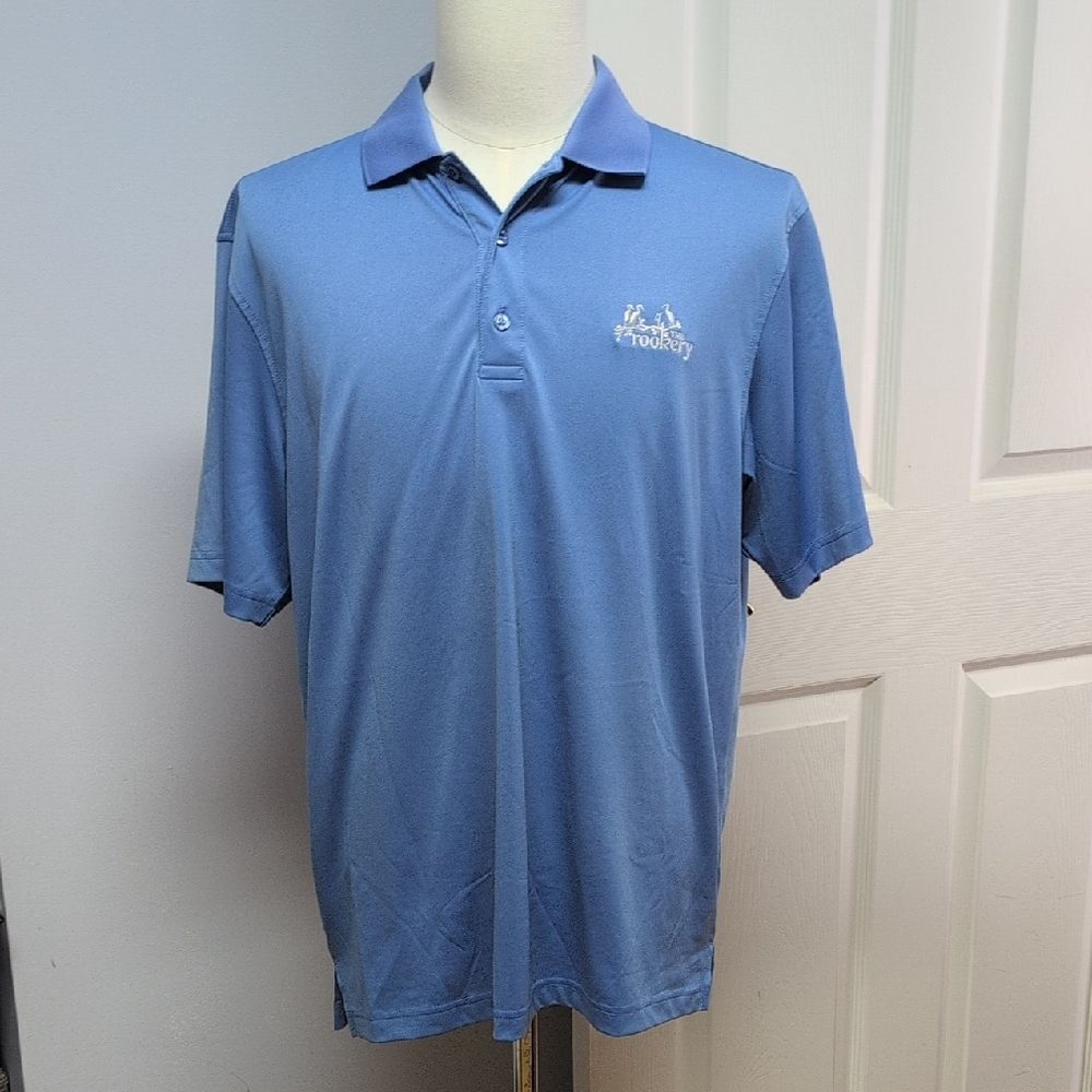 Ahead USA Dusty Blue Polo Embroidered The Rookery logo Golf Polo Size L